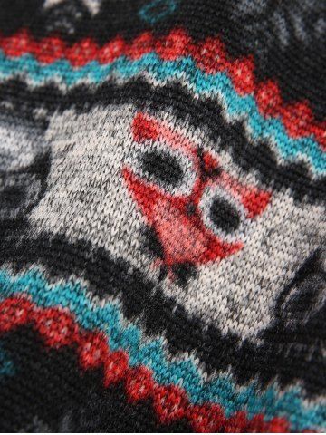 Plus Size Owl Snowflake Striped Christmas Graphic Print Fur Panel High Low Hooded Dress