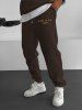 C'EST LA VIE PARIS Letter Printed Drawstring Fleece-lined Sports Jogger Pants -  
