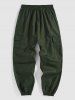 Pantalon Cargo de Jongging en Couleur Unie avec Poches Zippées Design à Cordon - Vert profond XXL