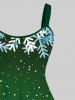 Plus Size Snowflake Santa Claus Elk Print Christmas Tank Dress -  