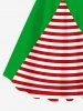 Plus Size Christmas Flags Striped Buttons Buckle Belt 3D Print Tank Dress -  