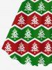 Robe Débardeur Imprimé Sapin de Noël Grande Taille en Blocs de Couleurs - Rouge S