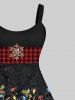 Plus Size Christmas Light Snowflake Snowman Elk Print Tank Dress -  