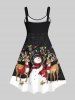 Plus Size Christmas Light Snowflake Snowman Elk Print Tank Dress -  