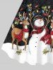 Robe Débardeur Imprimé Bonhomme de Neige et Renne de Noël Grande Taille - Noir 6X