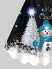 Plus Size Glitter Sparkling Stars Christmas Tree Snowman Snowflake Elk Cloud Print Tank Dress -  
