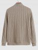 Men's Daily Cable Knit Quarter Zip Stand Collar Playing Card Heart A Embroidered Long Sleeve Pullover Jumper Sweater -  