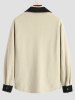 Corduroy Spliced Fluffy Fleece Colorblock Mock Pocket Teddy Jacket -  