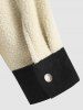 Corduroy Spliced Fluffy Fleece Colorblock Mock Pocket Teddy Jacket -  