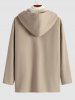 Men's Casual Minimalist Solid Color Zip Fly Hooded Fleece-lined Woolen Long Coat -  