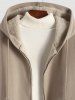 Men's Casual Minimalist Solid Color Zip Fly Hooded Fleece-lined Woolen Long Coat -  