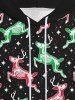 Sweat à Capuche Pull-over Gothique Etoile Cerf de Noël Imprimé en Laine avec Poche à Cordon - Noir XL