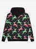 Gothic Colorful Christmas Elk Stars Print Pocket Drawstring Pullover Fleece Lining Hoodie For Men -  
