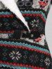 Robe à Capuche de Noël Haute Basse Panneau Rayé Flocon de Neige et Hibou Imprimés de Grande Taille - Noir 1X | US 14-16