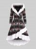 Plus Size Owl Snowflake Striped Christmas Graphic Print Fur Panel High Low Hooded Dress -  