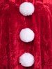 Plus Size Christmas Frilled Embossed Fur Ball Panel Velvet Cape -  
