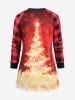 Ensemble de Pyjama Haut Sapin de Noël Imprimé 3D de Grande Taille à Paillettes et Pantalon à Carreaux - Rouge L