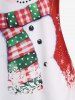 Plus Size Christmas Snowman Snowflake Colorblock Print Top and Plaid Pants Pajama Set -  