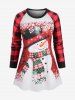 Ensemble de Pyjama Haut Flocon de Neige et Carreaux Imprimé en Blocs de Couleurs de Grande Taille - Rouge XL
