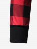 Ensemble de Pyjama Haut Flocon de Neige et Carreaux Imprimé en Blocs de Couleurs de Grande Taille - Rouge XL