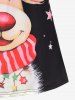 Ensemble Pyjama à Carreaux avec Imprimé Etoiles Lumineuses et Élan de Noël Grande-Taille - Rouge XL