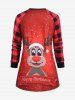 Ensemble de Pyjama Haut de Noël 3D Etoile et Carreaux Imprimés Grande Taille - Rouge 2XL