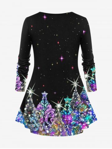 Plus Size Christmas Hat Tree Santa Claus Snowflake Sequins Glitter 3D Print T-shirt