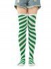 Christmas Fashion Diagonal Striped Printed Over The Knee Socks -  