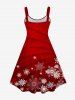 Plus Size 3D Layered Snowflake Christmas Tree Letters Print Ombre Tank Dress - Rouge 6X