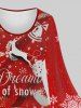 Plus Size Flare Sleeves Snowman Snowflake Elk Bell Christmas Graphic Print Ombre A Line Dress -  