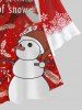 Robe de Noël Ligne A Ombre Flocon de Neige et Cloche Imprimés de Grande Taille - Rouge 4X