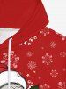 Sweat à Capuche Pull-over Gothique Lettres Crâne Chapeau de Noël et Flocon de Neige Imprimés en Laine avec Poche - Rouge XL