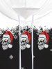 Sweat à Capuche Gothique de Noël Crâne et Flocon de Neige Imprimés à Doublure en Laine pour Homme - Noir 3XL