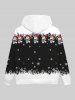 Gothic Skulls Santa Claus Snowflake Print Pocket Fleece Lining Pullover Hoodie For Men -  