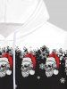 Sweat à Capuche Gothique de Noël Crâne et Flocon de Neige Imprimés à Doublure en Laine pour Homme - Noir 5XL