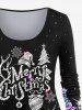 T-shirt Père Noël Sapin de Noël et Flocon de Neige Imprimés de Grande Taille à Paillettes - Multi-A S