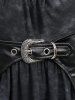 Gothic PU Panel Buckle Grommet Ruched Frilled Tie Dye Handkerchief Long Sleeves 2 in 1 T-shirt -  