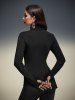 Gothic Mesh Panel Surplice High Neck Asymmetrical T-shirt -  