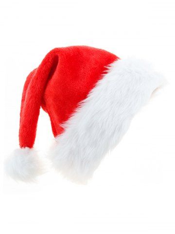 Fashion Christmas Fluffy Fur Trim Two Tone Hat - RED