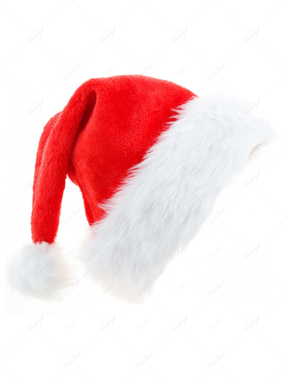 Chapeau de Noël à Deux Tons à Bordure en Fourrure Rouge 