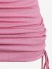 Plus Size Cowl Neck Detachable Collar Cinched Ruched Ribbed Solid Long Sleeves T-shirt - Rose clair L | US 12