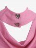 Plus Size Cowl Neck Detachable Collar Cinched Ruched Ribbed Solid Long Sleeves T-shirt -  