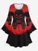 Gothic 3D Bloody Skulls Print Flare Sleeves Halloween A Line Dress -  