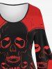 Gothic 3D Bloody Skulls Print Flare Sleeves Halloween A Line Dress -  