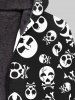 Sweat à Capuche D'Halloween Gothique Zippé Crâne Imprimée à Doublure en Laine pour Homme - Noir XL