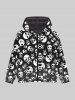 Gothic Skulls Print Halloween Full Zipper Pockets Fleece Lining Hoodie For Men -  