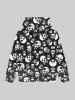 Gothic Skulls Print Halloween Full Zipper Pockets Fleece Lining Hoodie For Men -  
