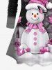 Plus Size Christmas Tree Ball Snowman Snowflake Print T-shirt -  