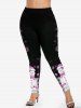 Plus Size Christmas Tree Ball Light Snowman Snowflake Print Leggings -  