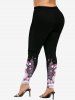 Plus Size Christmas Tree Ball Light Snowman Snowflake Print Leggings -  